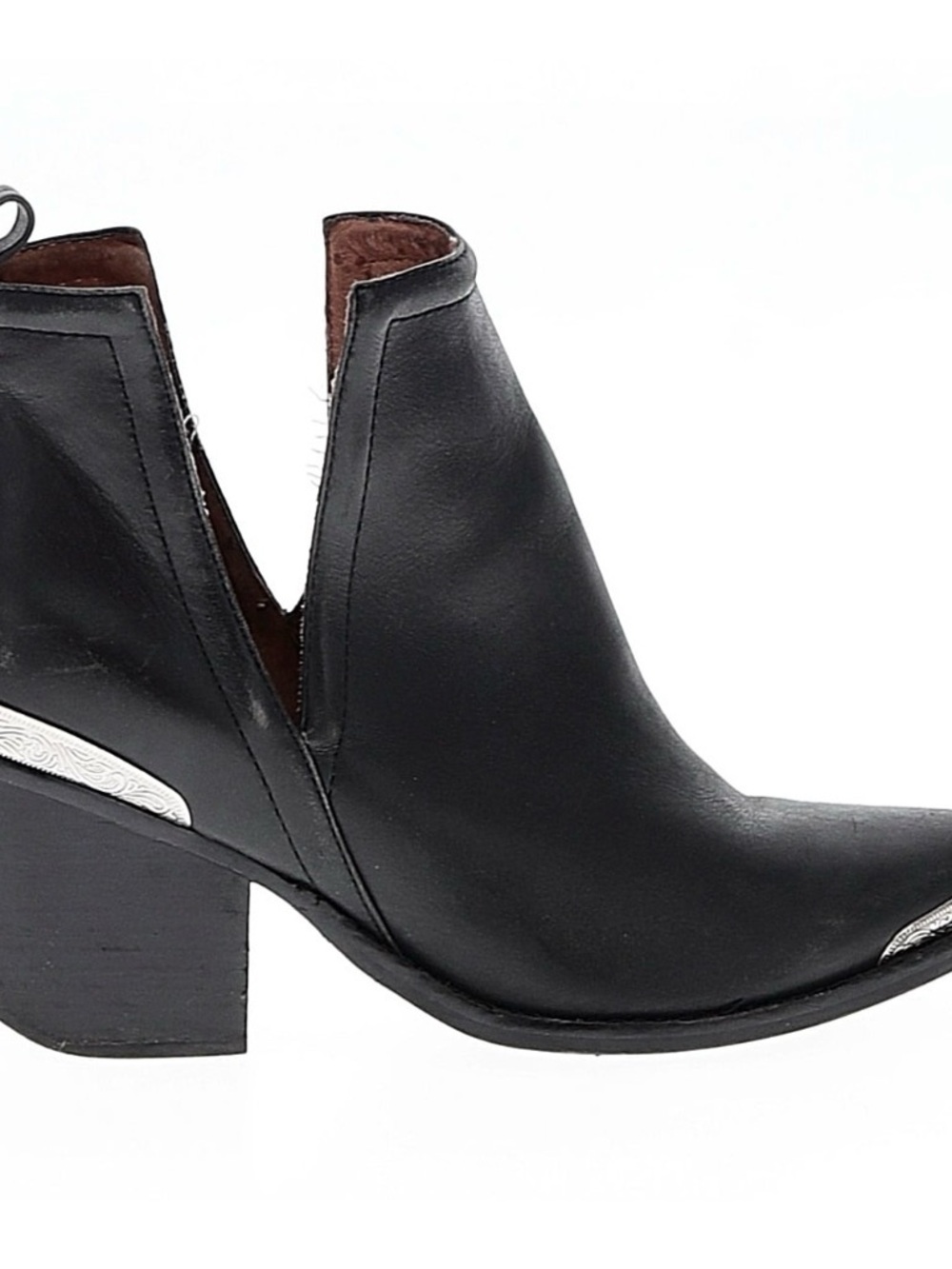 Jeffrey Campbell Black Leather Ankle Boot with Silver Accents